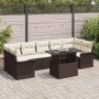 Conjunto de sofá de jardín con cojín 8 pcs Marrón Poliratán