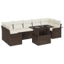 Conjunto de sofá de jardín con cojín 8 pcs Marrón Poliratán
