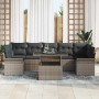 Conjunto de sofá de jardín con cojín 8 pcs Gris Poliratán