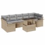 Conjunto de sofá de jardín con cojín 8 pcs Beige Poliratán