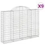 Gabion baskets 9 pcs arch shape iron 200x30x140/160 cm by vidaXL, Pots and planters - Ref: Foro24-3146159, Price: 825,57 €, D...