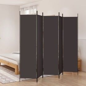 Biombo divisor de 5 paneles de tela marrón 250x200 cm de vidaXL, Divisores de ambientes - Ref: Foro24-350187, Precio: 40,64 €...