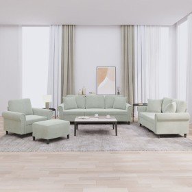 Juego de sofás con cojines 4 piezas terciopelo gris claro Juego de sofás con cojines 4 piezas terciopelo gris claro