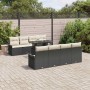 Conjunto de sofá de jardín con cojín 9 pcs Negro Poliratán