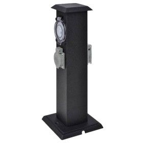 Columna negra con enchufe y temporizador para el jardín de vidaXL, Enchufes de pared - Ref: Foro24-41234, Precio: 41,09 €, De...