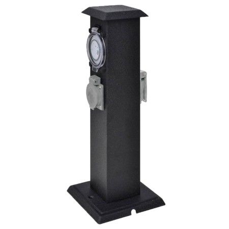 Schwarze Säule mit Stecker und Zeitschaltuhr für den Garten von vidaXL, Steckdosen - Ref: Foro24-41234, Preis: 41,09 €, Rabat...