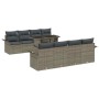 Conjunto de sofá de jardín con cojín 9 pcs Gris Poliratán