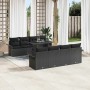 Conjunto de sofá de jardín con cojín 9 pcs Negro Poliratán