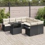Conjunto de sofá de jardín con cojín 9 pcs Negro Poliratán