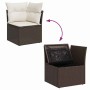 Conjunto de sofá de jardín con cojín 9 pcs Marrón Poliratán