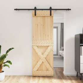 Puerta corredera con herrajes madera maciza de pino 70x210 cm