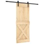 Puerta corredera con herrajes madera maciza de pino 80x210 cm