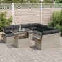 Conjunto de sofá de jardín con cojín 9 pcs Gris claro Poliratán