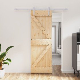 Puerta corredera con herrajes madera maciza de pino 70x210 cm