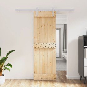 Puerta corredera con herrajes madera maciza de pino 70x210 cm
