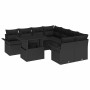 Conjunto de sofá de jardín con cojín 9 pcs Negro Poliratán