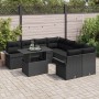 Conjunto de sofá de jardín con cojín 9 pcs Negro Poliratán