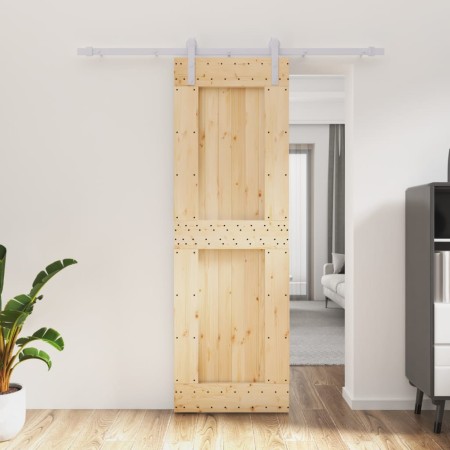 Puerta corredera con herrajes madera maciza de pino 70x210 cm