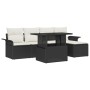 Conjunto de sofá de jardín con cojín 6 pcs Negro Poliratán