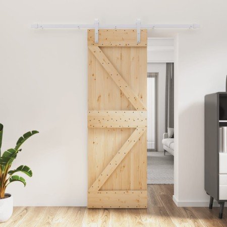 Puerta corredera con herrajes madera maciza de pino 70x210 cm