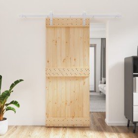 Puerta corredera con herrajes madera maciza de pino 85x210 cm
