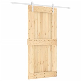 Puerta corredera con herrajes madera maciza de pino 95x210 cm