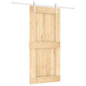 Puerta corredera con herrajes madera maciza de pino 95x210 cm