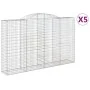 Gabion baskets 5 pcs arc shape iron 300x50x180/200 cm by vidaXL, Pots and planters - Ref: Foro24-3146776, Price: 935,45 €, Di...