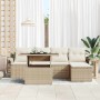 Conjunto de sofá de jardín con cojín 6 pcs Beige Poliratán