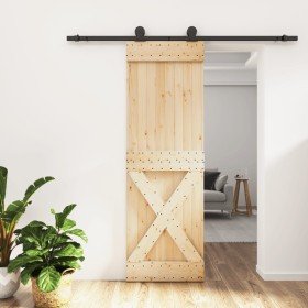 Puerta corredera con herrajes madera maciza de pino 70x210 cm