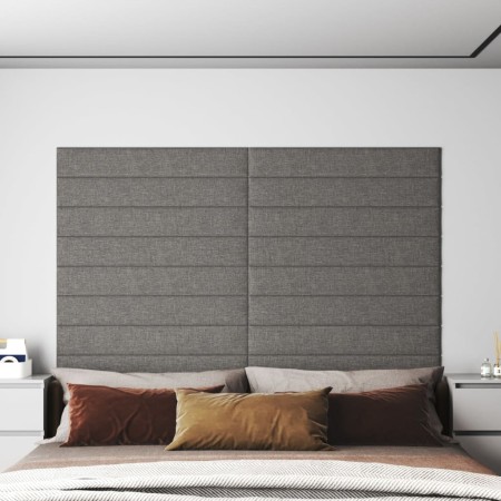 Paneles de pared 12 uds tela gris claro 90x15 cm 1,62 m²