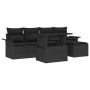 Conjunto de sofá de jardín con cojín 6 pcs Negro Poliratán