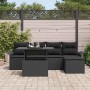 Conjunto de sofá de jardín con cojín 6 pcs Negro Poliratán