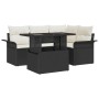 Conjunto de sofá de jardín con cojín 5 pcs Negro Poliratán