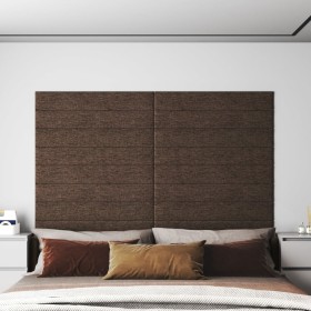 Paneles de pared 12 uds tela marrón 90x15 cm 1,62 m²