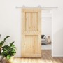 Puerta corredera con herrajes madera maciza de pino 85x210 cm