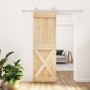 Puerta corredera con herrajes madera maciza de pino 70x210 cm