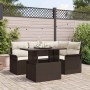 Conjunto de sofá de jardín con cojín 5 pcs Marrón Poliratán