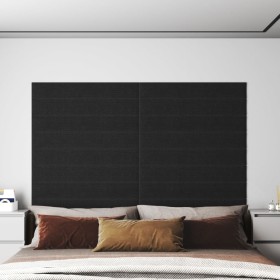 Paneles de pared 12 uds tela negro 90x15 cm 1,62 m²