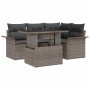 Conjunto de sofá de jardín con cojín 5 pcs Gris Poliratán