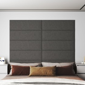 Paneles de pared 12 uds tela gris oscuro 90x30 cm 3,24 m²