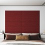 Paneles de pared 12 uds tela rojo tinto 90x30 cm 3,24 m²