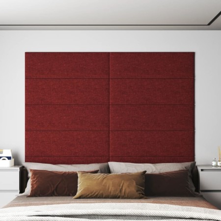 Paneles de pared 12 uds tela rojo tinto 90x30 cm 3,24 m²