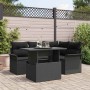 Conjunto de sofá de jardín con cojín 5 pcs Negro Poliratán