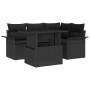Conjunto de sofá de jardín con cojín 5 pcs Negro Poliratán