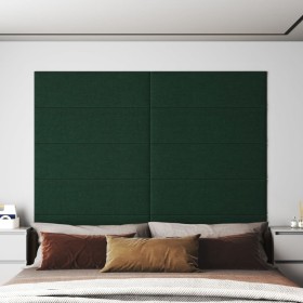 Paneles de pared 12 uds tela verde oscuro 90x30 cm 3,24 m²