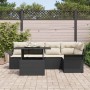 Conjunto de sofá de jardín con cojín 6 pcs Negro Poliratán