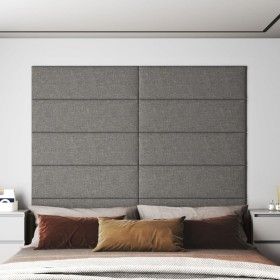 Paneles de pared 12 uds tela gris claro 90x30 cm 3,24 m²