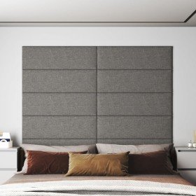 Paneles de pared 12 uds tela gris claro 90x30 cm 3,24 m²