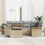 Conjunto de sofá de jardín con cojín 6 pcs Beige Poliratán